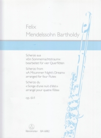 Mendelssohn Scherzo Midsummer Nights Dream 4 Flts Sheet Music Songbook