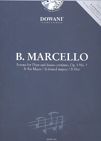 Marcello Sonata Bb Op2 No 7 Flute & Bc Book & Cd Sheet Music Songbook