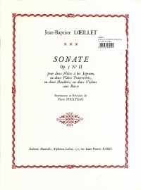 Loeillet Sonata Opus 5 No 11 Two Flutes Sheet Music Songbook