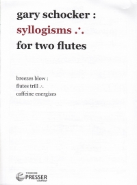 Schocker Syllogisms Two Flutes Sheet Music Songbook