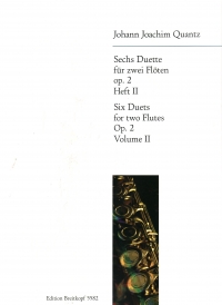 Quantz 6 Duets Op2 Vol 2 Braun 2 Flutes Sheet Music Songbook