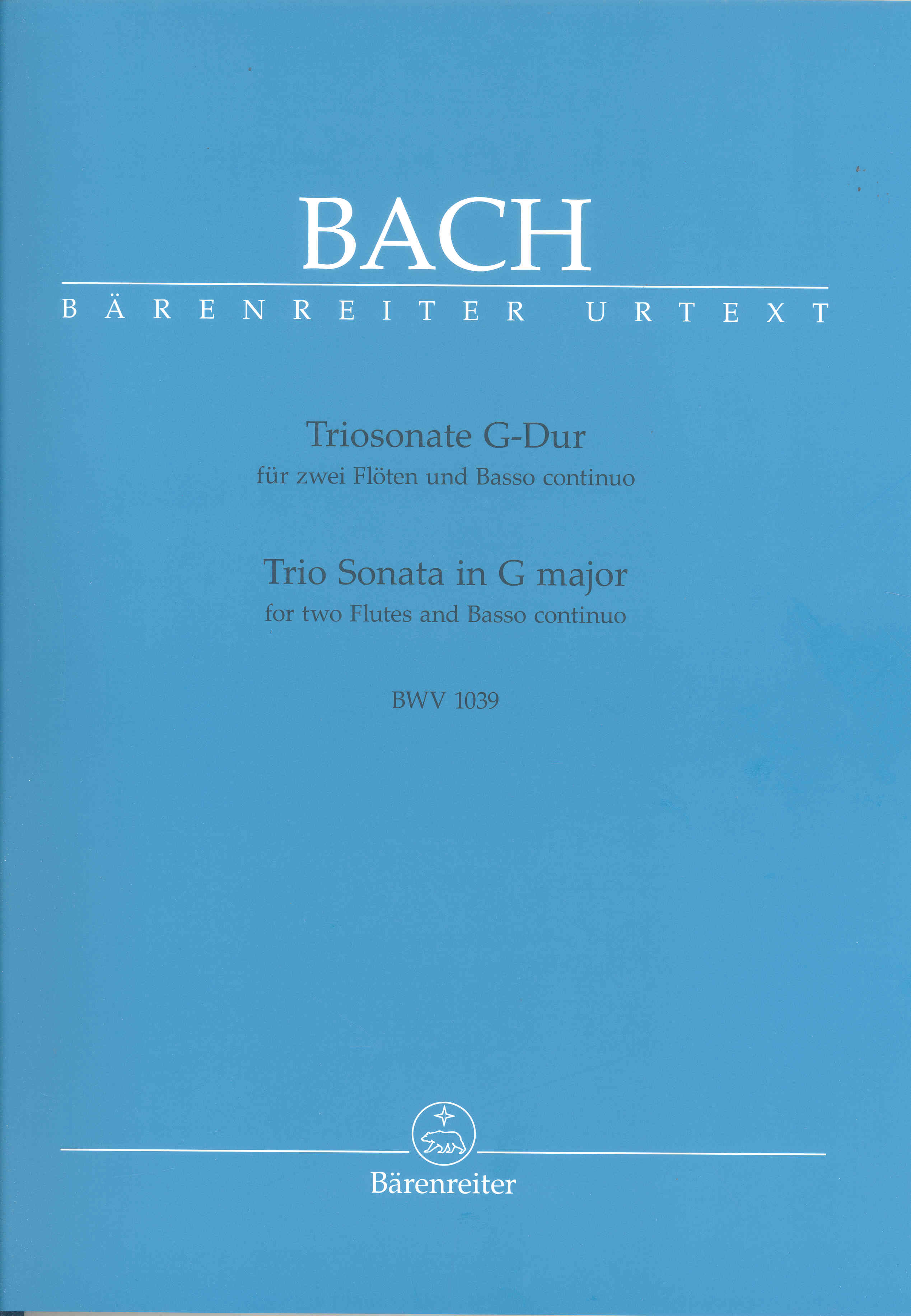 Bach Trio Sonata Bwv1039 2 Flutes Score & Parts Sheet Music Songbook