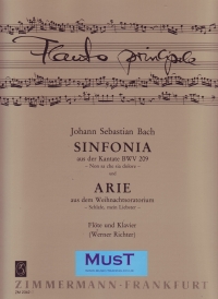 Bach Sinfonia & Aria (bwv 248 ) Flute Piano Sheet Music Songbook