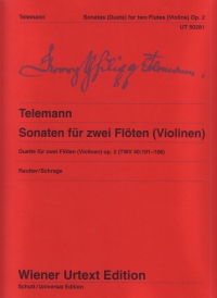 Telemann Sonatas For Two Flutes Or Violins Op2 Sheet Music Songbook