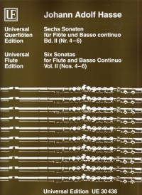 Hasse 6 Sonatas Vol 2 Nos 4-6 Flute & Basso Cont Sheet Music Songbook