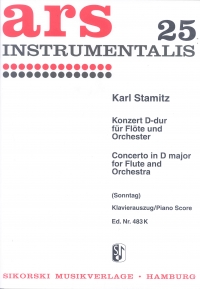 Stamitz Concerto D Flute & Piano Sheet Music Songbook