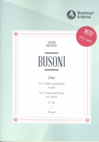 Busoni Duo K156 Eminor 2 Flutes & Piano Sheet Music Songbook