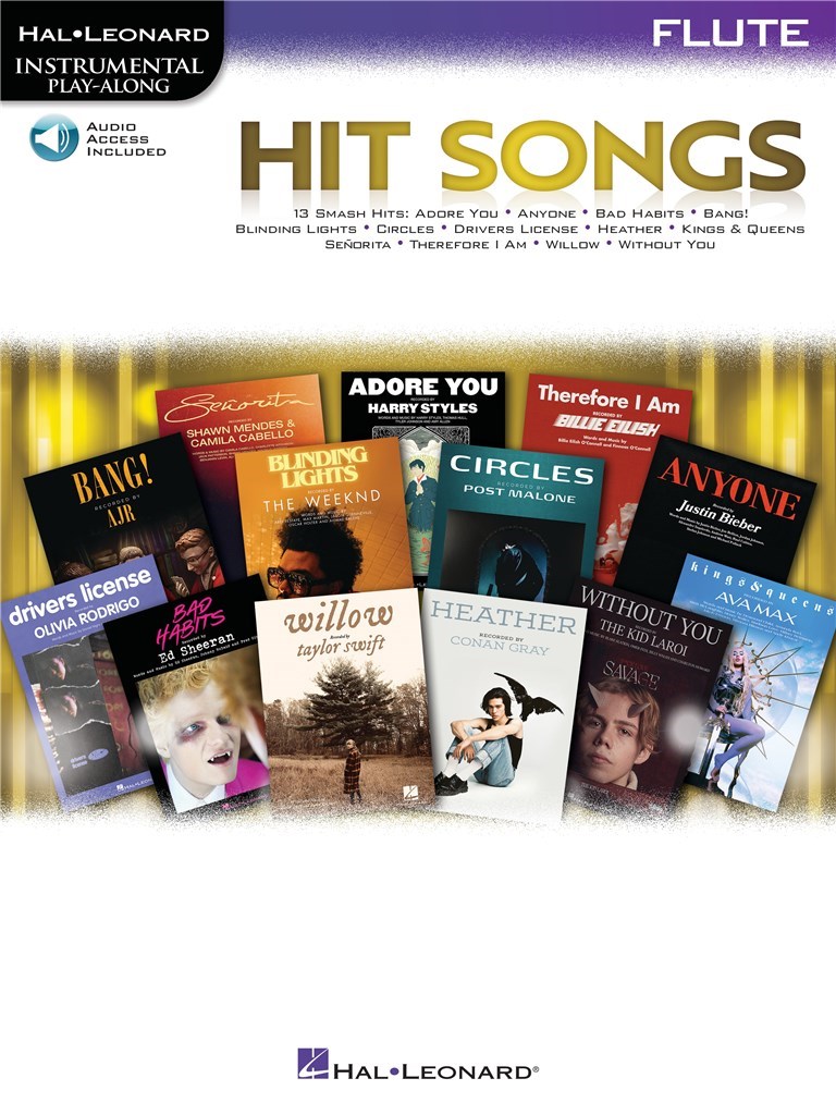 Hit Songs Instrumental Play Along Flute + Online Sheet Music Songbook