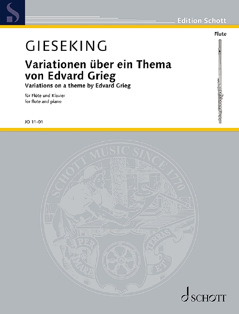 Gieseking Variations On A Theme By Grieg Flute/pf Sheet Music Songbook