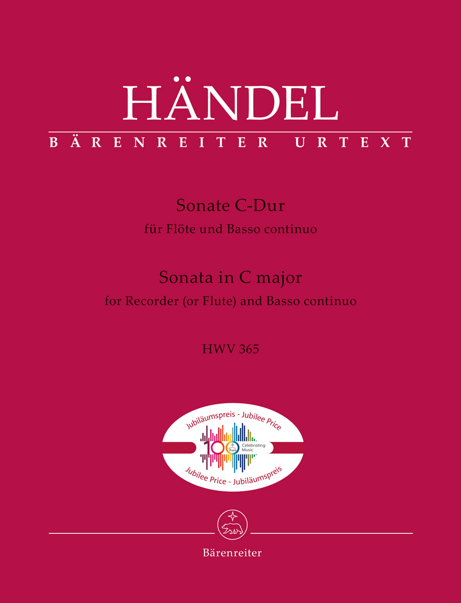Handel Sonata In C Hwv365 Flute (recorder) & Piano Sheet Music Songbook