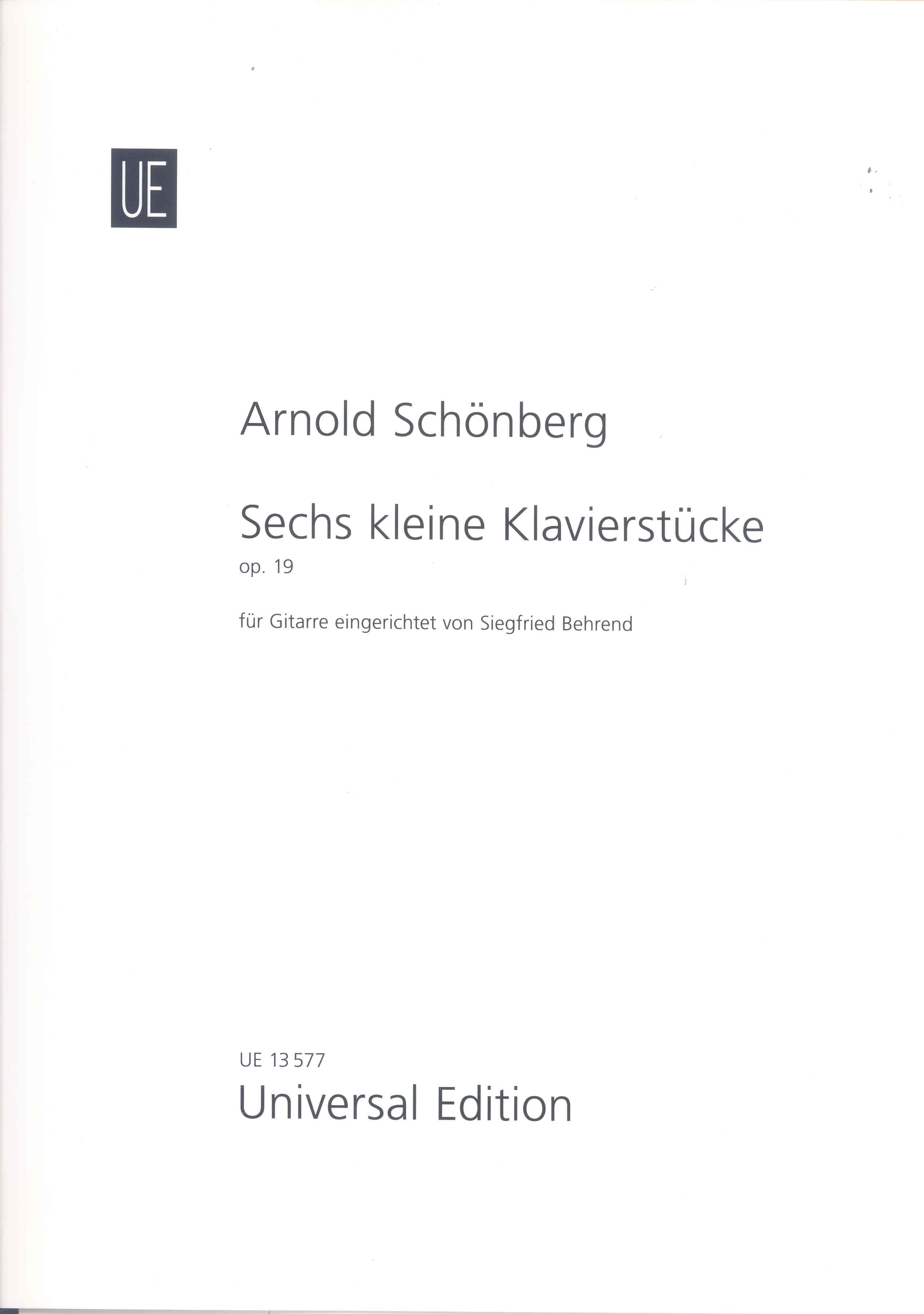 Schoenberg 6 Kleine Klavierstucke Op19 Guitar Sheet Music Songbook