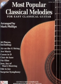 Most Popular Classical Melodies Easy Guitar Bk&cd Sheet Music Songbook