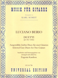 Berio Duetti  2 Guitars Sheet Music Songbook