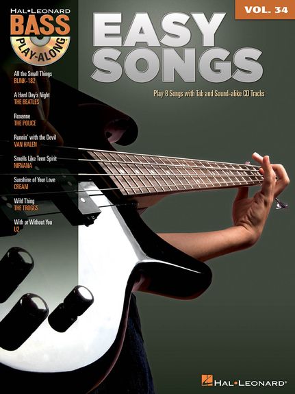 Bass Play Along 34 Easy Songs Book & Cd Sheet Music Songbook