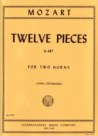 Mozart 12 Pieces Horn Duet Sheet Music Songbook