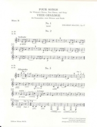 Brahms 4 Choruses Op17 Horn 2 Part Sheet Music Songbook