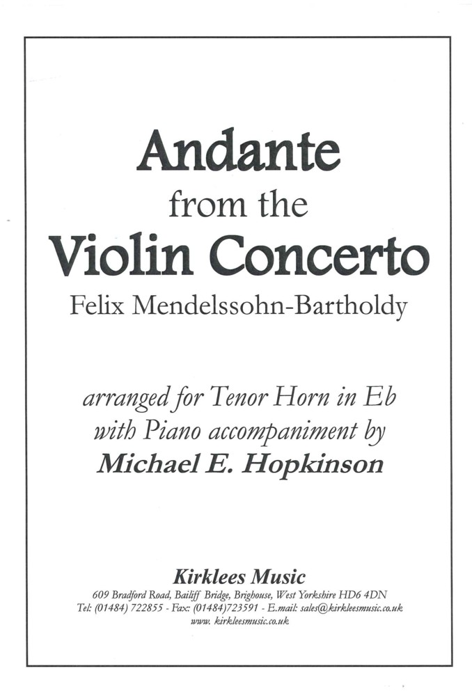 Mendelssohn Andante Violin Concerto Tenor Horn  Pf Sheet Music Songbook