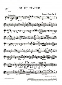 Elgar Salut Damour Op12 Oboe Sheet Music Songbook