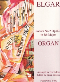 Elgar Sonata Op87a Bb Organ Sheet Music Songbook