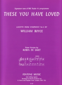 Boyce Gavotte Organ/piano Sheet Music Songbook