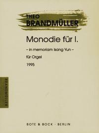 Brandmuller Monodie Fur I In Memoriam Isang Yun Sheet Music Songbook