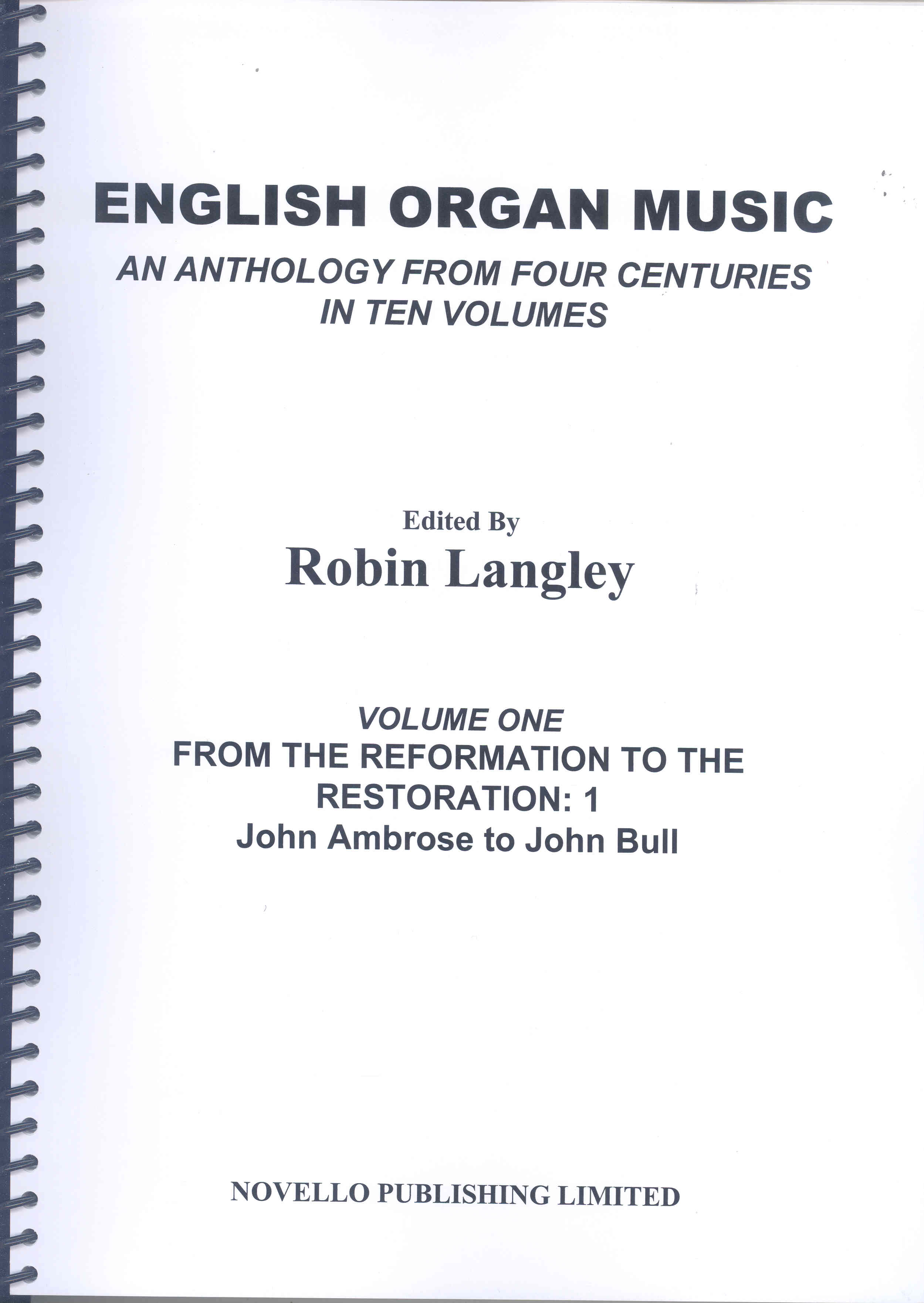 English Organ Music Vol 1 Langley Sheet Music Songbook
