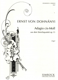 Dohnanyi Adagio In C Sharp Minor Op15/2 Organ Sheet Music Songbook