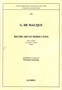 De Macque Ricercari Sui Dodici Toni Organ Score Sheet Music Songbook