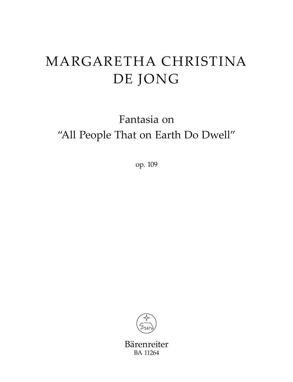 Jong Fantasia On All People That On Earth Organ Sheet Music Songbook