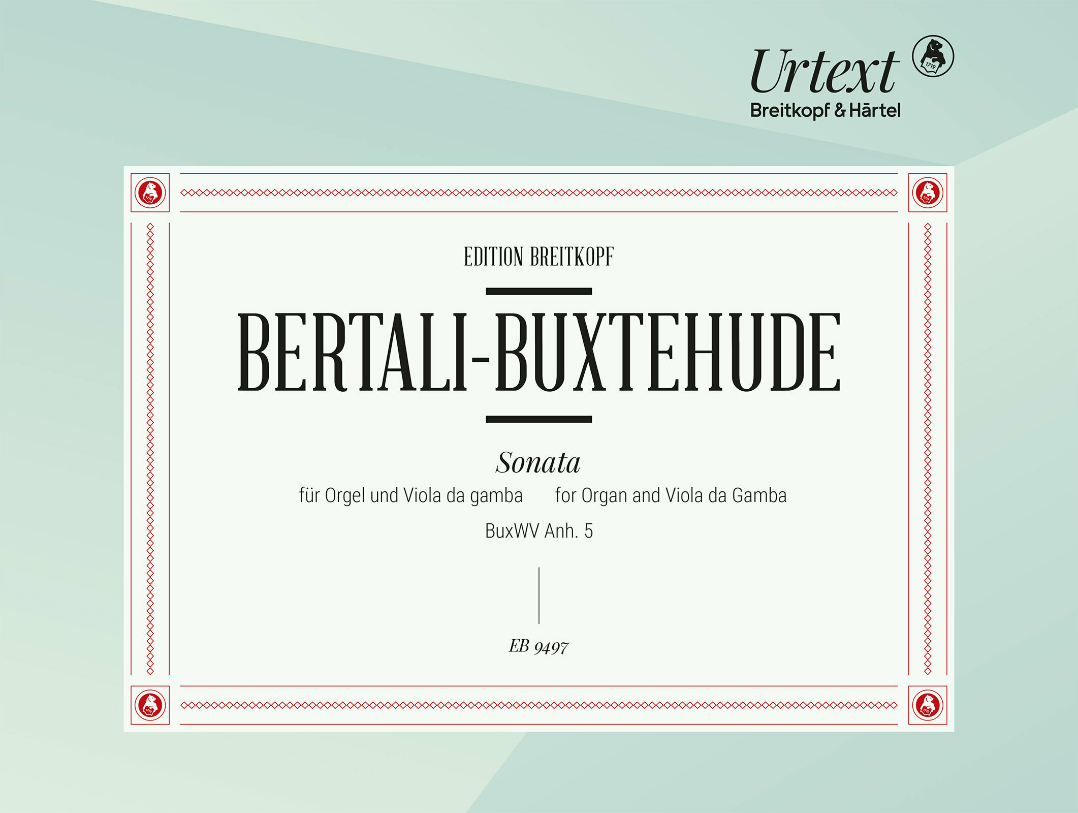 Bertali / Buxtehude Sonata Organ & Viola Da Gamba Sheet Music Songbook