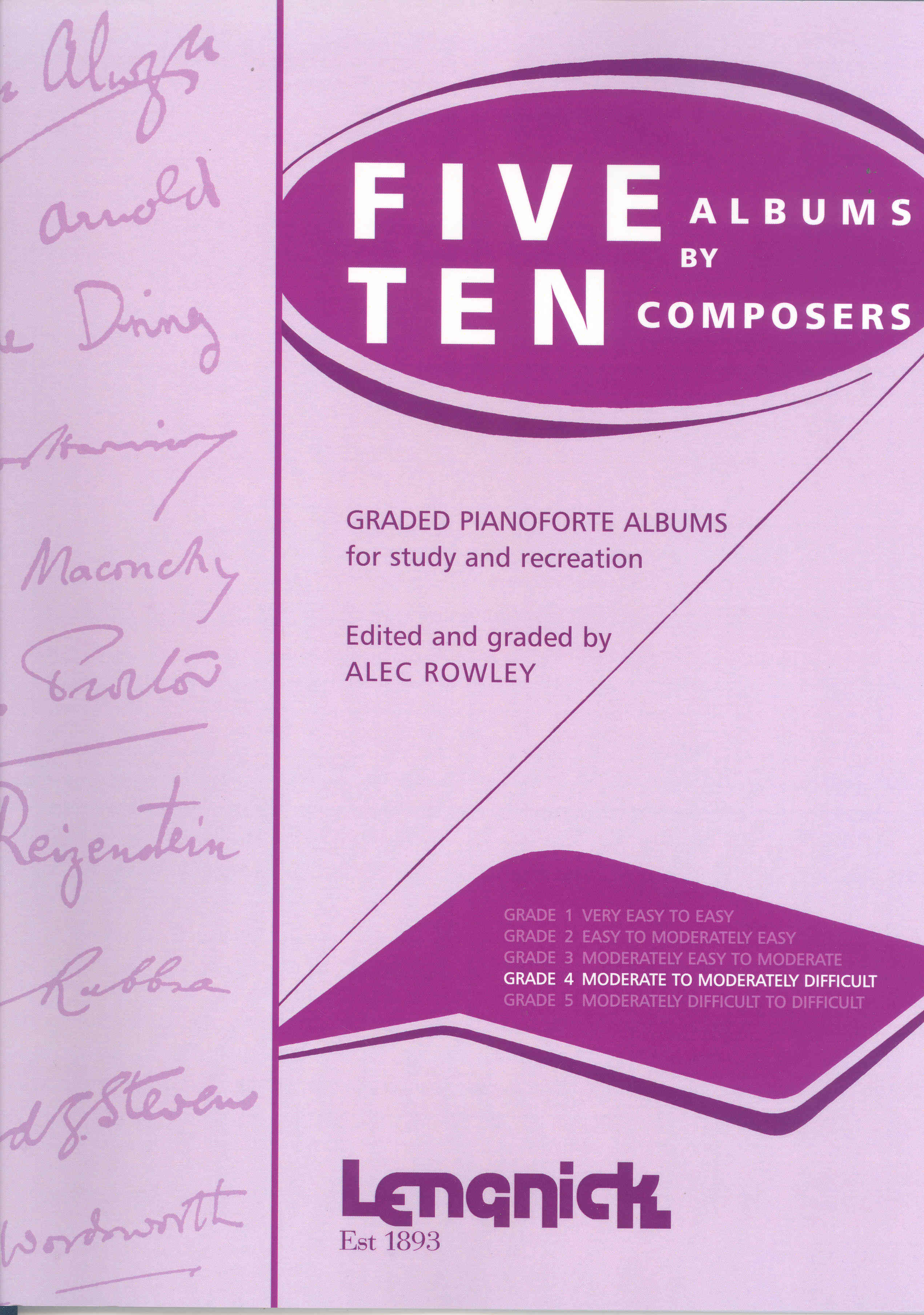Five By Ten Grade 4 Rowley Piano Sheet Music Songbook