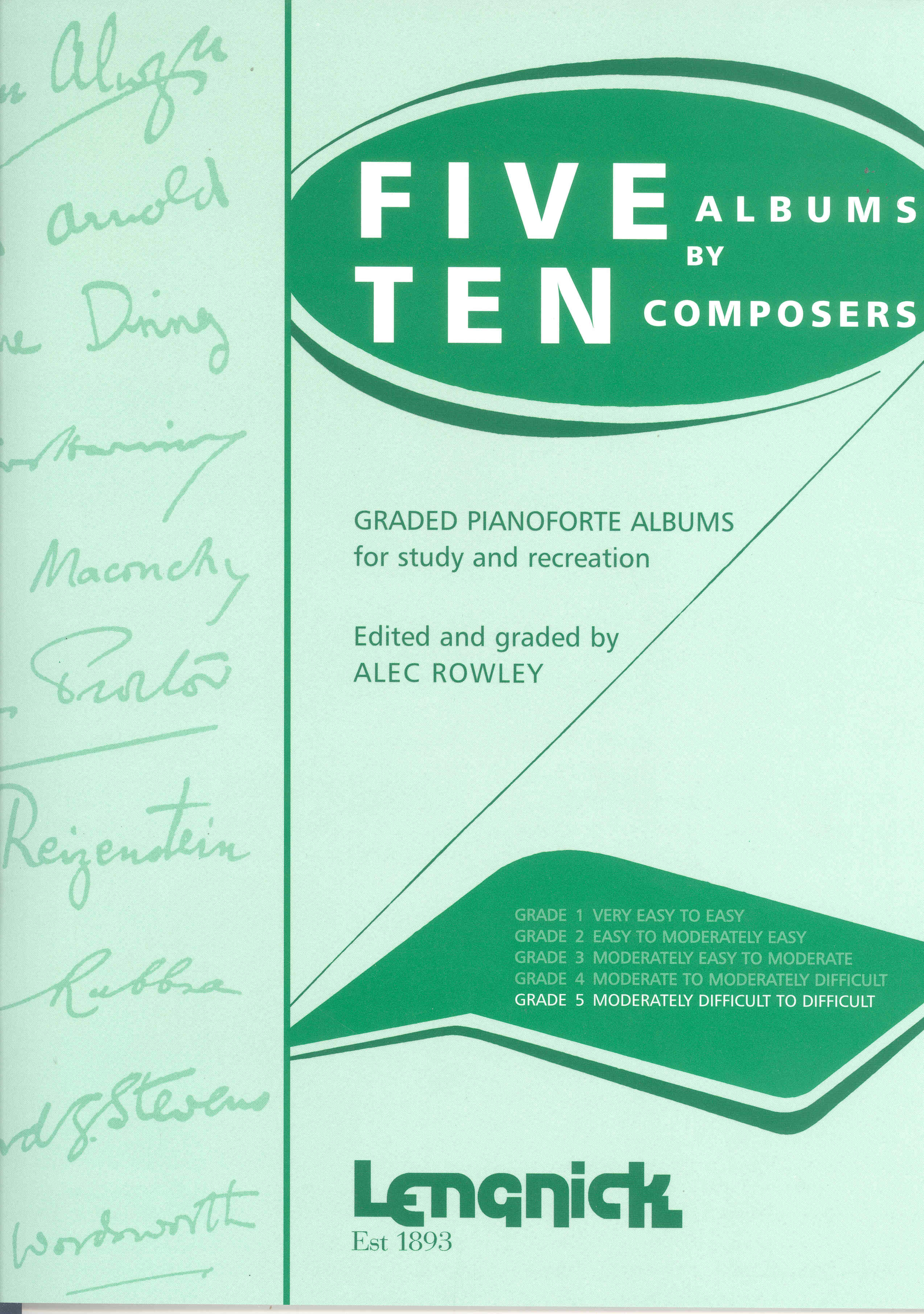 Five By Ten Grade 5 Rowley Piano Sheet Music Songbook