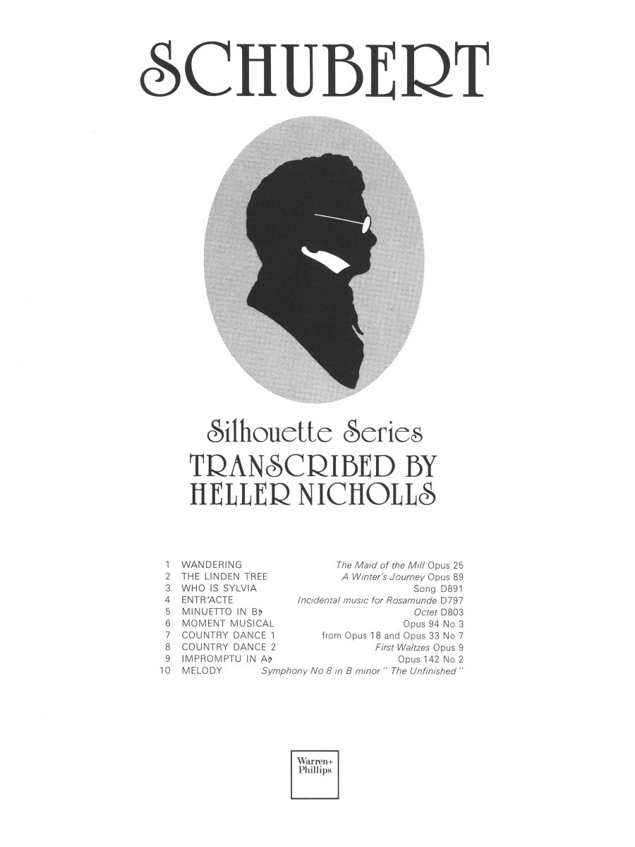 Silhouette Schubert Piano Sheet Music Songbook