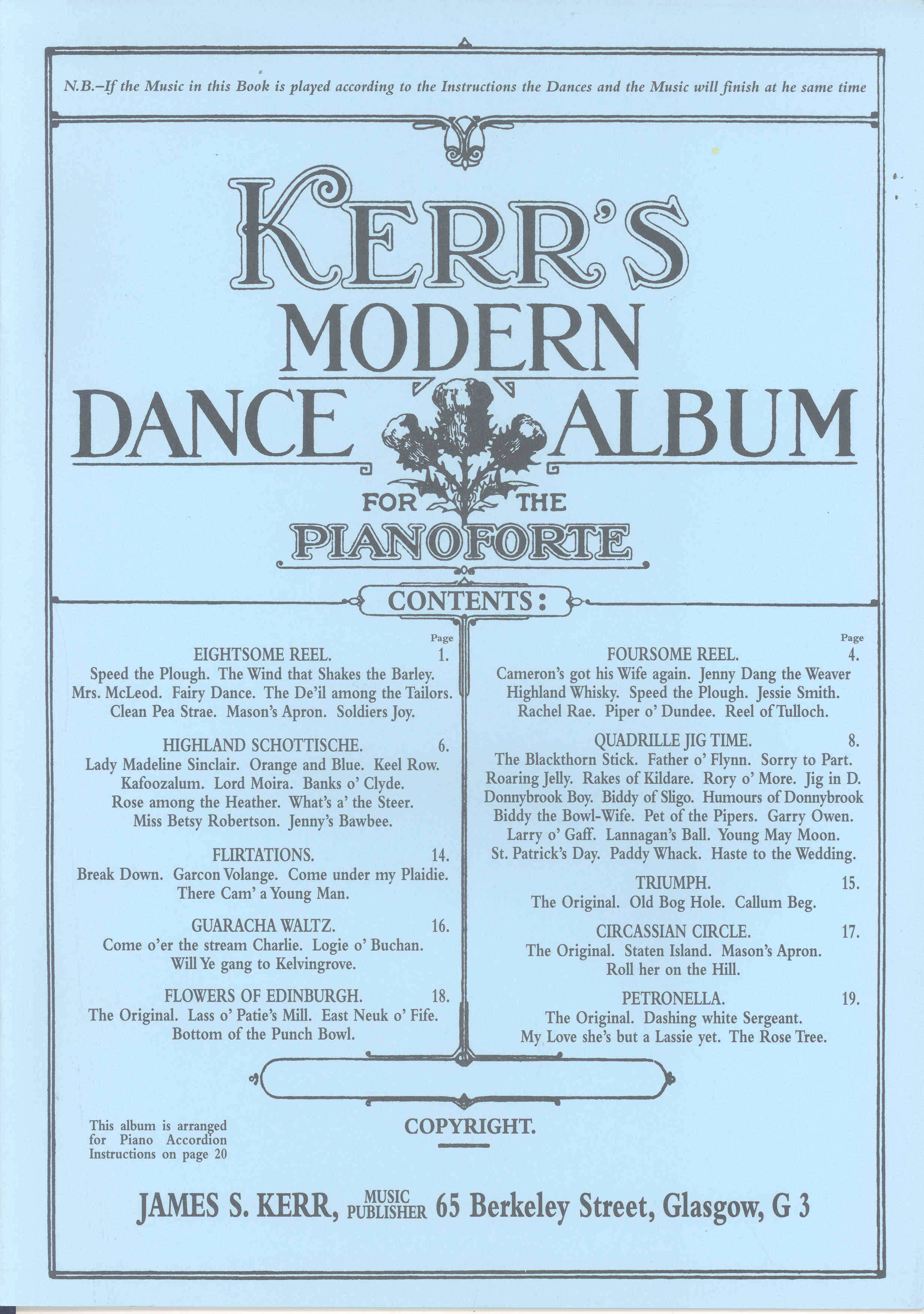 Kerrs Modern Dance Album Piano Sheet Music Songbook