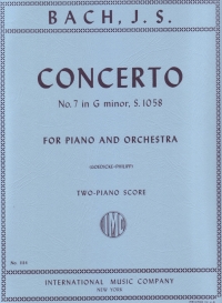 Bach Concerto G Minor (2 Pno/4 Hnd) Sheet Music Songbook