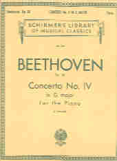 Beethoven Concerto No 4 Op58 G (2 Pno/4 Hnd) Sheet Music Songbook