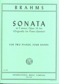 Brahms Sonata Op34 (after Quintet) (2 Pno/4 Hnd) Sheet Music Songbook