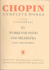 Chopin Works For Piano & Orchestra (paderewski) Sheet Music Songbook