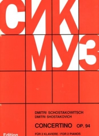 Shostakovich Concertino Amin Op94 (2 Pno/4 Hnd) Sheet Music Songbook