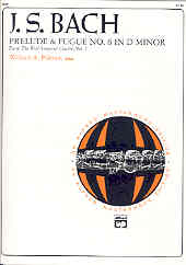 Bach Prelude & Fugue Book 1 No 6 Dmin Piano Sheet Music Songbook