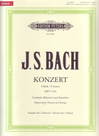 Bach Concerto No 5 Fmin Bwv1056 (2 Pf/4 Hnd)p9983 Sheet Music Songbook