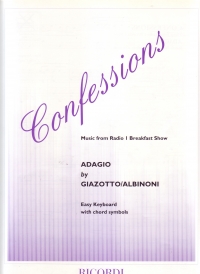 Albinoni Adagio Easy Keyboard (confession Radio 1) Sheet Music Songbook