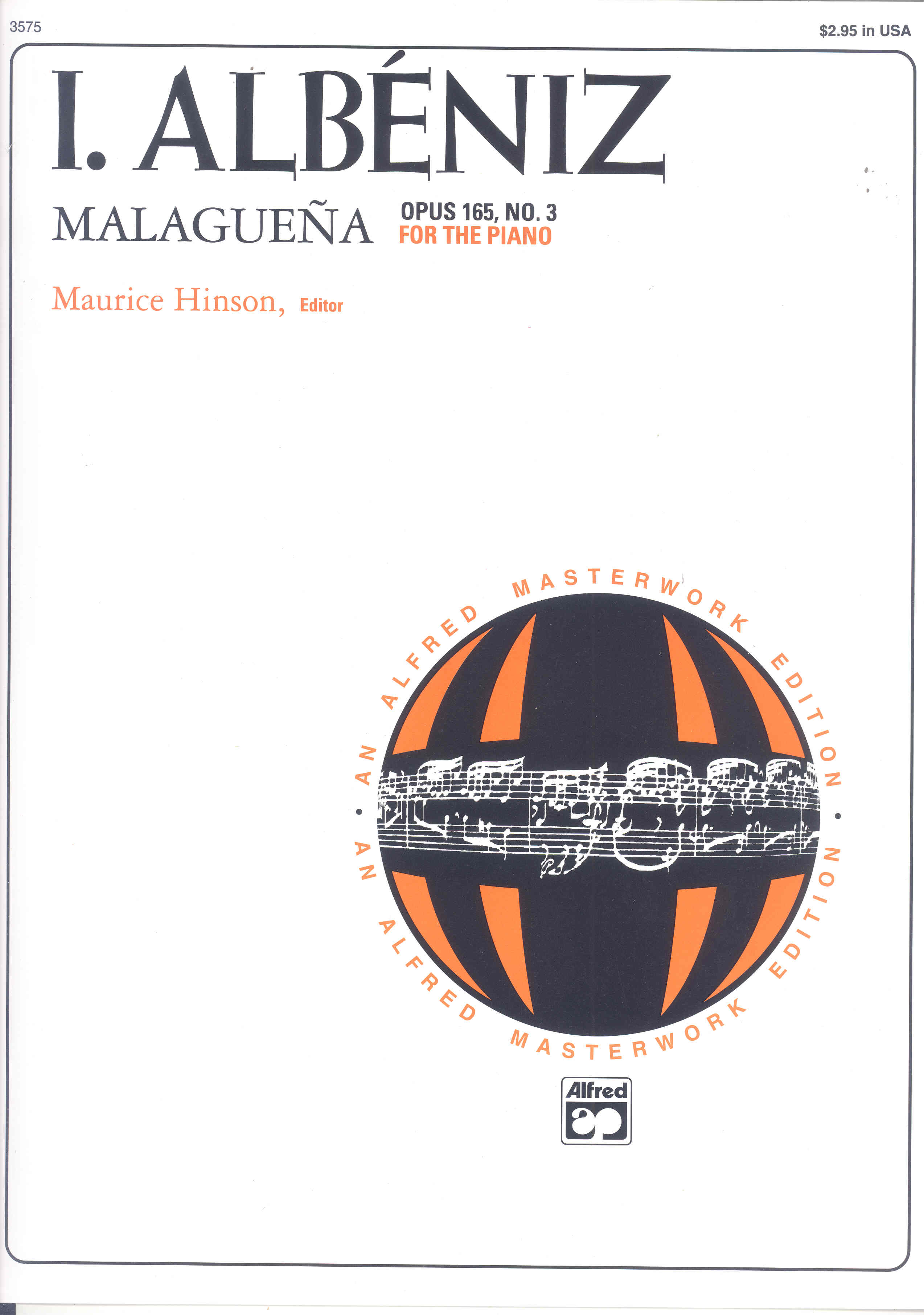 Albeniz Malaguena Op165 No 3 Piano Sheet Music Songbook