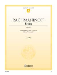 Rachmaninoff Elegy Op3 No 1 Schungler Piano Sheet Music Songbook