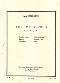 Dutilleux Au Gre Des Ondes (6 Little Pieces) Piano Sheet Music Songbook