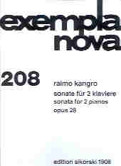 Kangro Sonata 2 Pianos Op 28 Sheet Music Songbook