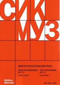 Shostakovich 10 Aphorisms Op13 Piano Sheet Music Songbook