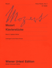 Mozart Piano Pieces Vol 2 Later Works Sheet Music Songbook