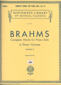 Brahms Complete Works For Piano Vol 3 Sheet Music Songbook