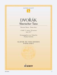 Dvorak Slavonic Dance Op46/7 Cmin Piano Duet Sheet Music Songbook